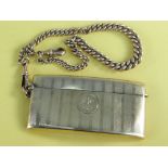 9CT GOLD CALLING CARD CASE of curved rectangular form, engraved with initials with 9ct gold