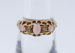 18CT GOLD OPAL & DIAMOND RING, ring size N, 2.5gms, in black square ring box Condition Report:
