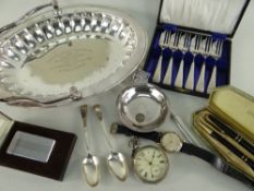 ASSORTED GENTLEMANS WRISTWATCHES & ACCESSORIES including late Victorian silver key wind pocket watch