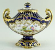 ROYAL CROWN DERBY VASE & COVER, 1897, painted by CHARLES HARRIS with bird and floral cartouches on