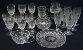 WATERFORD CRYSTAL 'COLLEEN' PATTERN GLASSWARE, comprising 6 champagne flutes, 7 white wine