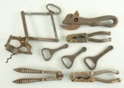 ARMSTRONG PATENT CORKSCREW, and a small group of vintage Kitchenalia including French cast iron Bull