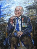 DAN LLYWELYN HALL oil on panel - "The Last Dambuster at 100", signed with initials, signed and dated