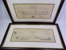 MARITIME - framed cargo plans of SS Scotia and SS Moobia (including frame), 37 x 74cms the largest