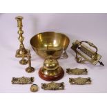 BRASSWARE - a brass fittings, letter box, reception type bell ETC