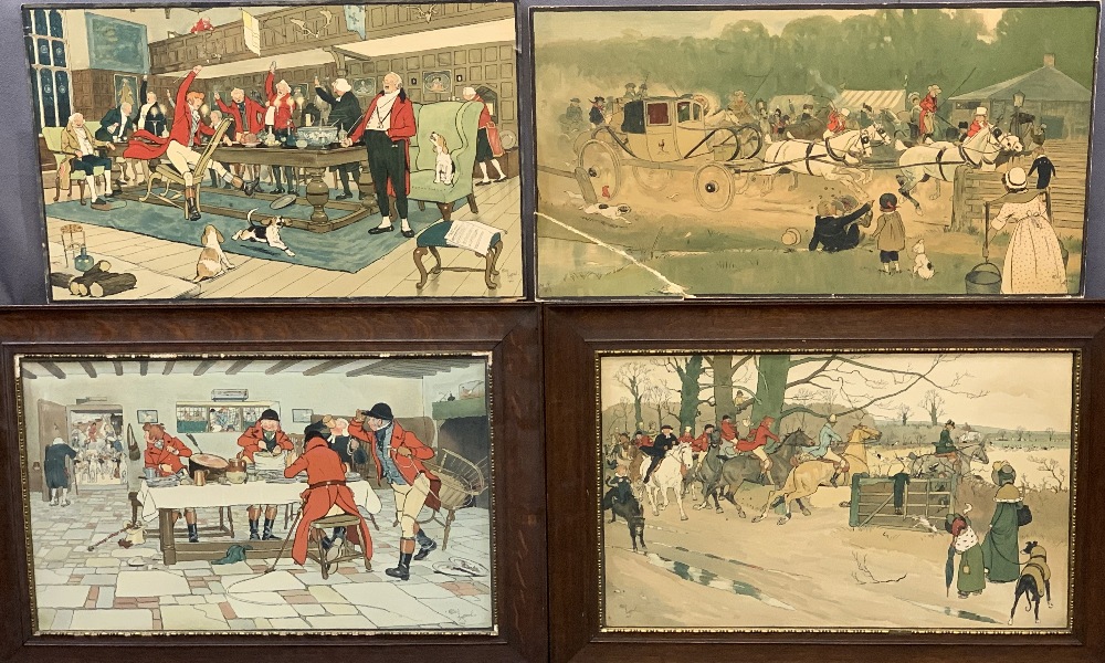 CECIL ALDIN - set of four well coloured hunting/coaching theme prints, original printed signatures