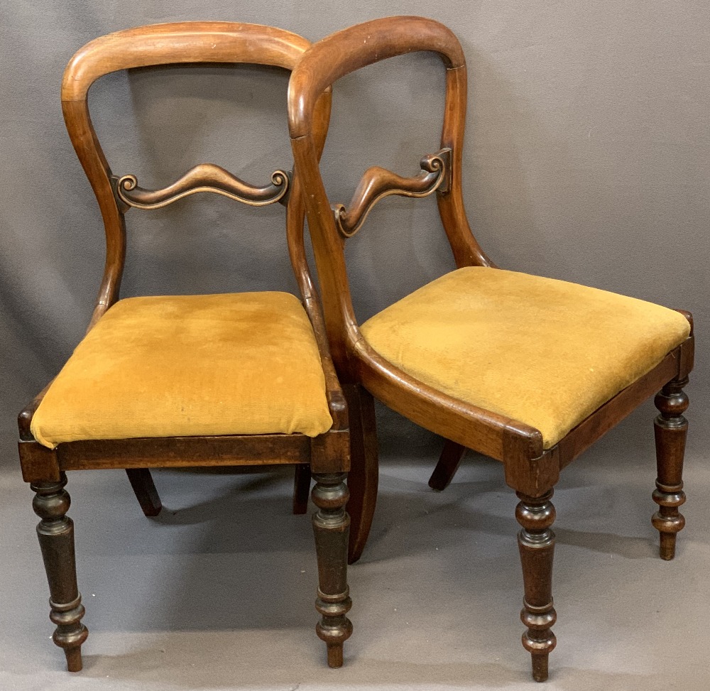 SIX VICTORIAN SALON CHAIRS, three pairs to include two with carved central rails and drop-on seats - Image 2 of 4