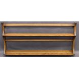 ERCOL MEDIUM ELM WALL RACK with original label, 49.5cms H, 96.5cms W