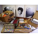 PHOTOGRAPHIC & ARTISTS ITEMS including press and a quantity of mounted vintage photographs by