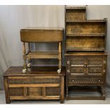 VINTAGE & REPRODUCTION OAK FURNITURE, FOUR PIECES to include a hutch cupboard with twin opening