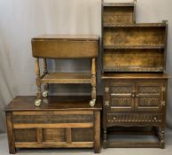 VINTAGE & REPRODUCTION OAK FURNITURE, FOUR PIECES to include a hutch cupboard with twin opening