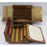 VICTORIAN WALNUT STATIONERY BOX and a travel writing/stationery box, 18cms H, 33cms W, 20cms D and