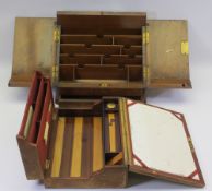 VICTORIAN WALNUT STATIONERY BOX and a travel writing/stationery box, 18cms H, 33cms W, 20cms D and