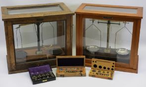 CASED LABORATORY SCALES, TWO SETS by Griffin & George Ltd and James Woolley & Sons & Co, 41cm