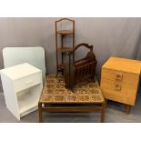 VINTAGE & LATER FURNITURE PARCEL, 6 ITEMS to include a three-tier folding mahogany cake stand,