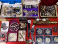 VICTORIAN & LATER COSTUME JEWELLERY, lady's and gent's watches, commemorative crowns, vintage