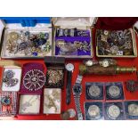 VICTORIAN & LATER COSTUME JEWELLERY, lady's and gent's watches, commemorative crowns, vintage