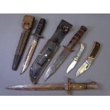 MILITARIA - dagger in sheath marked '1917', bayonet, another hunting knife in sheath and two