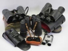 VINTAGE & LATER BINOCULARS, SIX SETS to include Mark Scheffel, 35 x 50, Mom Budapest 7 x 50,