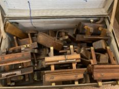 CARPENTER'S TOOLS, BLOCK PLANES, PLOUGH PLANES ETC a very large assortment in a vintage trunk