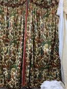 HOME FURNISHINGS - floral decorated heavy curtains, a pair, 210 x 72cms and a quantity of other