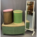 VINTAGE & LATER FURNITURE ITEMS (4) to include a Lloyd Loom wicker blanket chest, 45cms H, 90cms