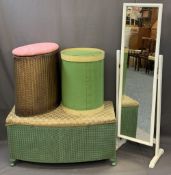 VINTAGE & LATER FURNITURE ITEMS (4) to include a Lloyd Loom wicker blanket chest, 45cms H, 90cms