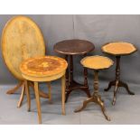 OCCASIONAL TABLES (5) to include an Italian style musical worktable with inlay, 50cms H, 41.5cms