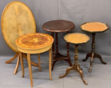 OCCASIONAL TABLES (5) to include an Italian style musical worktable with inlay, 50cms H, 41.5cms