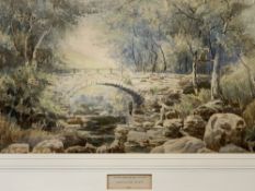 ATTRIBUTED TO DAVID COX watercolour - bridge scene, signed and dated 1850 and entitled to the