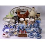 PORTMEIRION SALMON SALVERS, 'Hen on nest', Wedgwood Jasperware and an assortment of other pottery