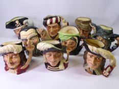 ROYAL DOULTON LARGE CHARACTER JUGS (9) - The Three Musketeers - Porthos, D6440, D'artagnan D6691,