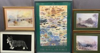 THE ROYAL AIR FORCE 75 YEARS OF AVIATION FRAMED POSTER. J M W TURNER print - Caernarfon Castle, 30 x