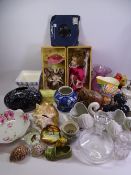 CHINESE VASE, planters by Sylvac, other ceramics, seashells, glassware, a doll. Also, The Beatles 45