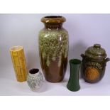 WEST GERMAN RUMTOPF LIDDED PUNCH JAR, 29cms H, West German Scheurich' Kermin Studio Pottery vase,