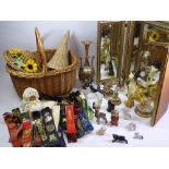 LEONARDO COLLECTION & OTHER ANIMAL FIGURINES, wicker baskets, heavy brass type urn ETC