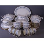 COLCLOUGH BLUE FLORAL DECORATED TEA & DINNER WARE, approximately 50 pieces