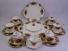 ROYAL ALBERT OLD COUNTRY ROSES TEAWARE, approximately 20 pieces, Shelley commemorative teaware trio