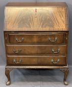 REPRODUCTION MAHOGANY FALL FRONT BUREAU, 98cms H, 79cms max W, 45cms max D