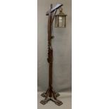 RUSTIC STYLE LANTERN STANDARD LAMP with 'rise and fall' action, 165cms H E/T