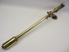 REPRODUCTION BRASS SHIP'S TYPE STICK BAROMETER on a gimbal mount wall bracket, 93cms L