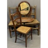 ANTIQUE & LATER FURNITURE PARCEL, FOUR ITEMS to include a matching pair of oak farmhouse chairs,