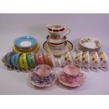 COALPORT CAIRO PAIR OF CUP & SAUCER SETS, Colclough Harlequin teaware, Fondeville by Ambassador Ware