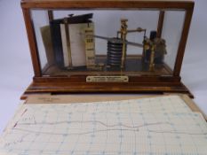 IMPROVED BAROGRAPH labelled 'James of Glasgow' in a glass case, 18 x 35 x 20cms with a quantity of