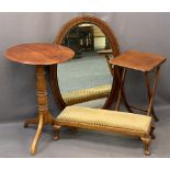 VINTAGE FURNITURE PARCEL, four items to include a walnut long footstool with carved feet, 19cms H,