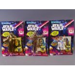 STAR WARS BEND-EMS, bubble packed figures, 1993 with Topps collector's cards, Chewbacca, R2-D2,