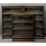 GLOBE WERNICKE SECTIONAL OAK BOOKCASES (3), all bearing interior labels behind lift-up front glass