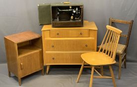 EDWARDIAN & LATER FURNITURE GROUP to include a lightwood mid-century three drawer chest, 75cms H,