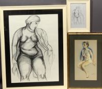 DOYLE '41 pastel, nude study 35 x 18.5cms, and two other nude studies