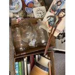 MIXED CHINA, BOOKS, PRINTS and household goods including a tall German stoneware vase, 41cms H and